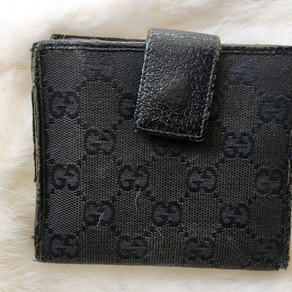 GUCCI Womens Black Canvas Guccisima Wallet Monogram GG Bi Fold Card Holder - Picture 4 of 10